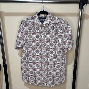 Ted Baker White and Brown Patterned Button-Down Shirt